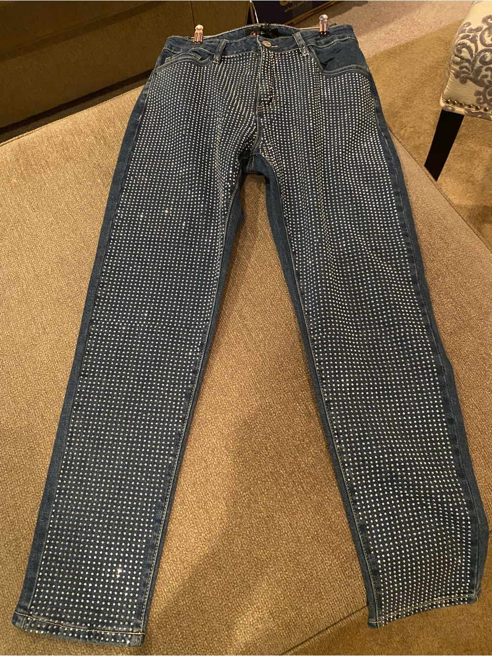 Women Dark Blue Studded Jeans - Stylish Embellished Denim